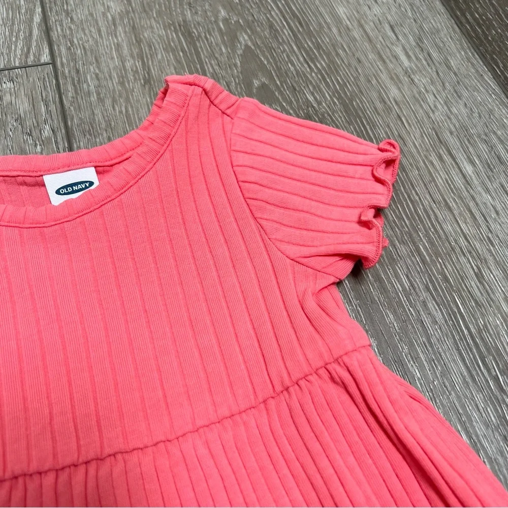 OLD NAVY SHORT SLEEVE RIBBED DRESS CORAL 6-12MO